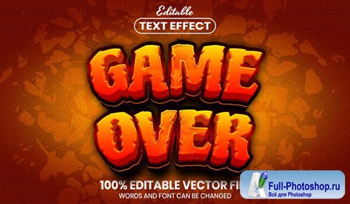 Game over text, font style editable text effect