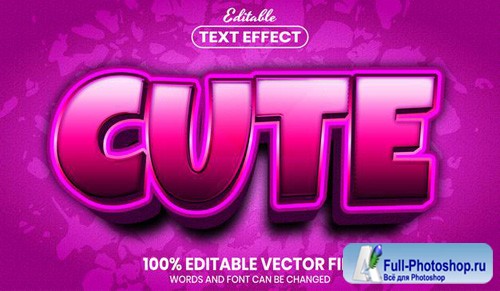 Cute text, font style editable text effect