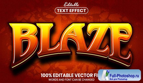 Blaze text, font style editable text effect Premium Vector