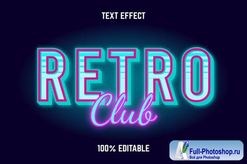 Editable text effect retro club