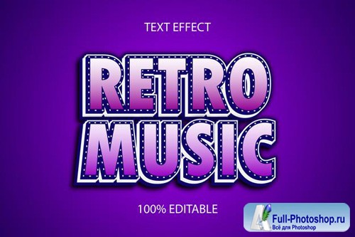 Editable text effect retro music color blue