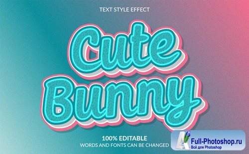 3d cartoon cute bunny text style effect