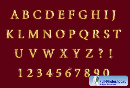 Luxury gold bling alphabets numbers set