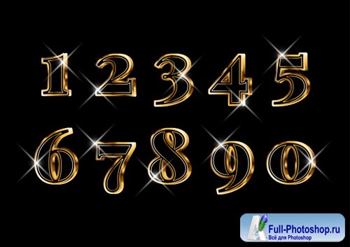 Luxury elegant 3d gold numbers set