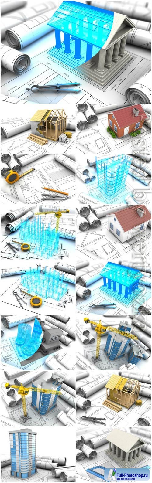 Architecture and construction drawings stock photo