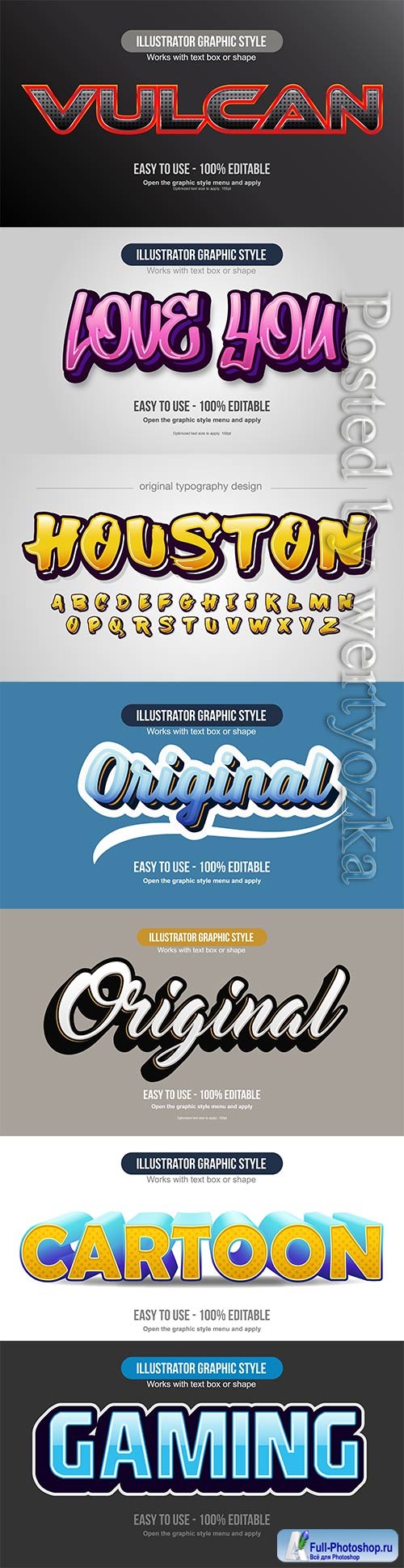 3d editable text style effect vector vol 654