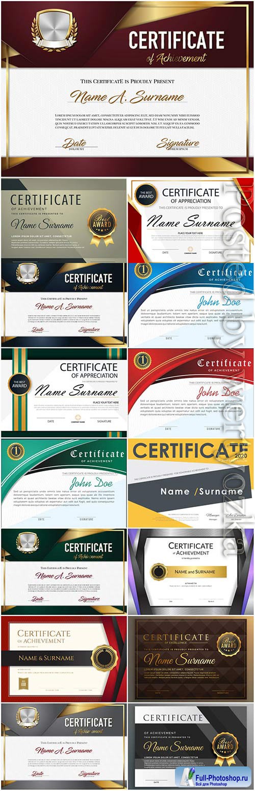 Horizontal certificates and diplomas in vector