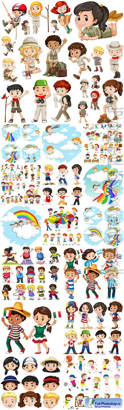 Little cartoon boys and girls in vector