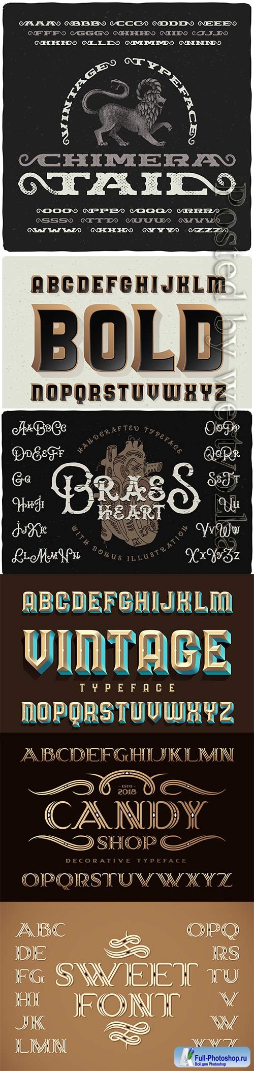 Decorative classic style font vector set