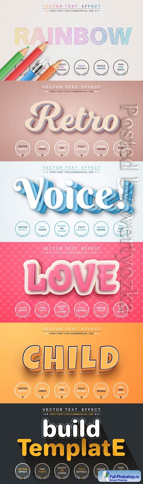 3d editable text style effect vector vol 752