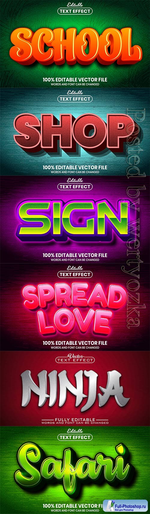 3d editable text style effect vector vol 775