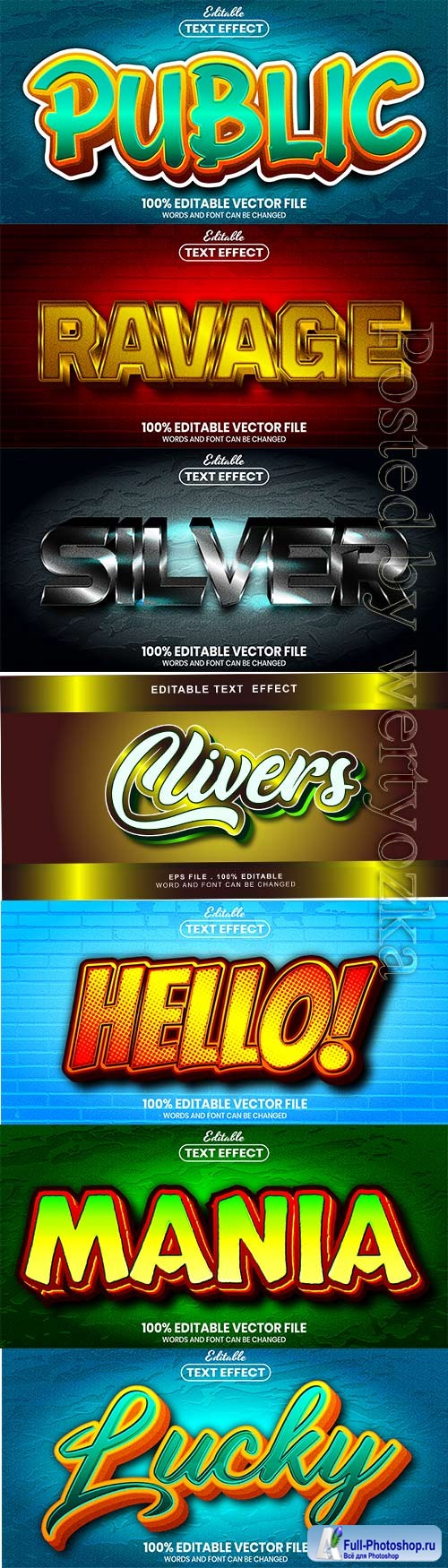 3d editable text style effect vector vol 848