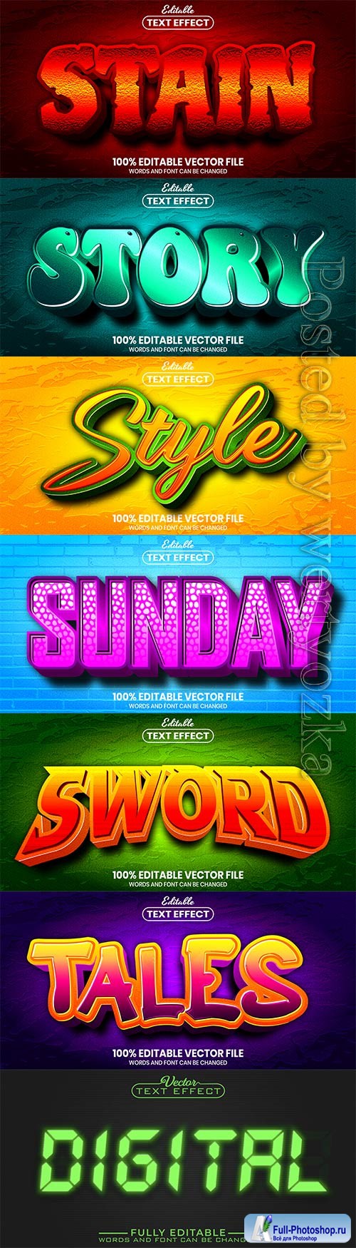 3d editable text style effect vector vol 844