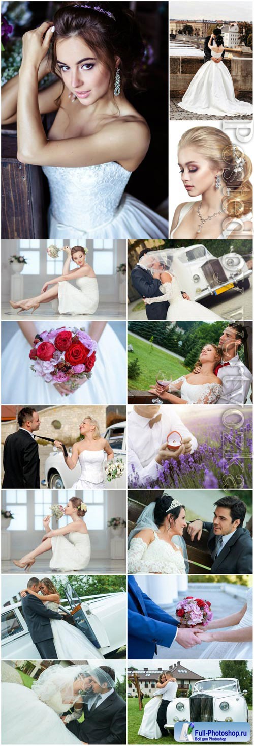 Wedding set, bride and groom stock photo