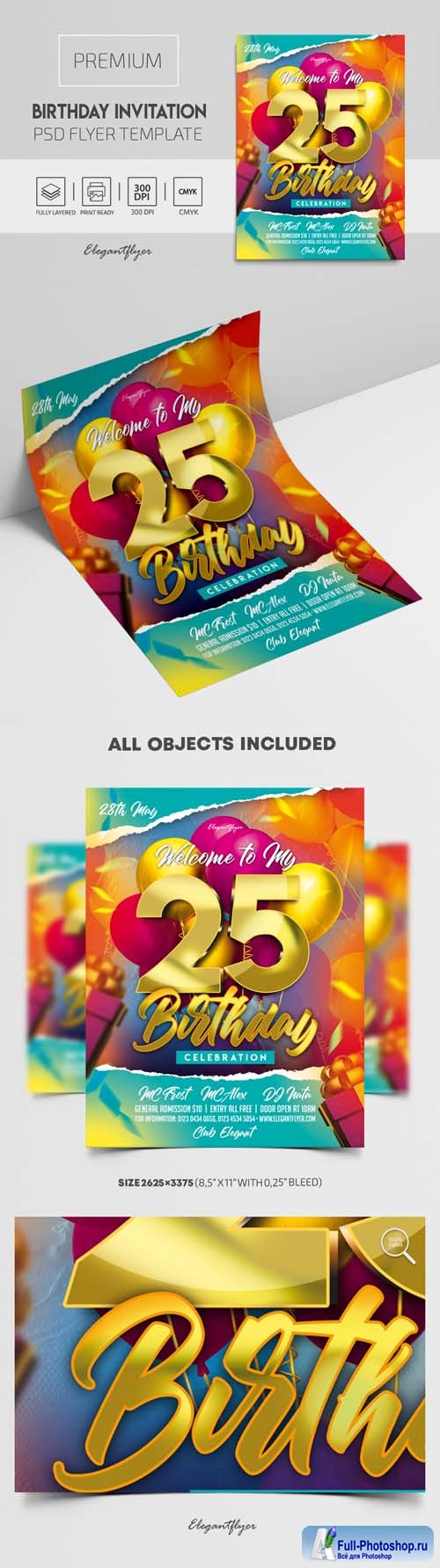 Premium Birthday Invitation PSD Template