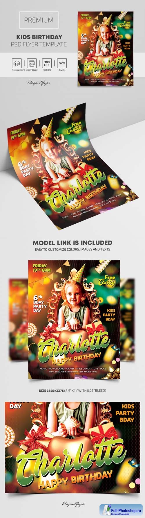 Kids Birthday Premium PSD Flyer Template