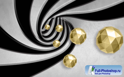 Three dimensional space golden ball background wall