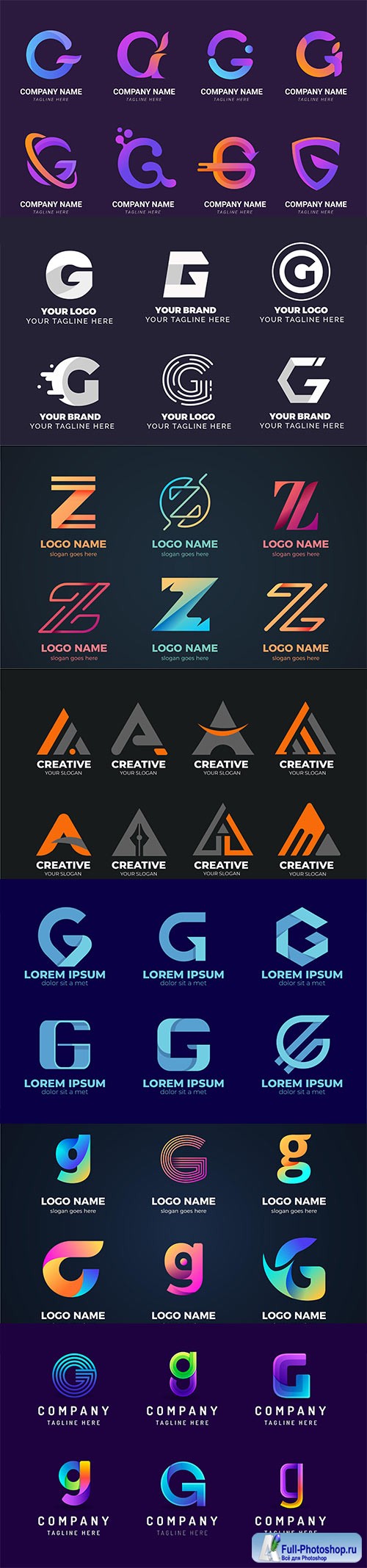 Letters logos and signs in vector