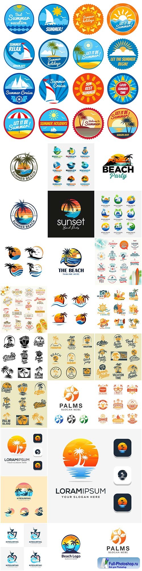 Collection of beach logo vector design