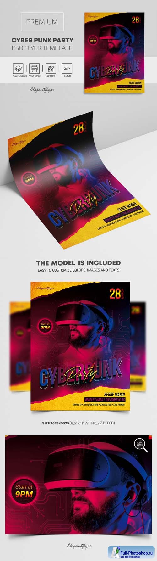 Cyber Punk Party Premium PSD Flyer Template