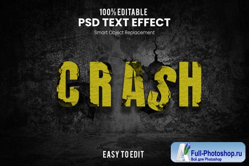 Crash text effect Premium Psd