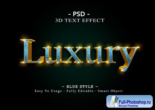 Blue luxury 3d text style effect Premium Psd