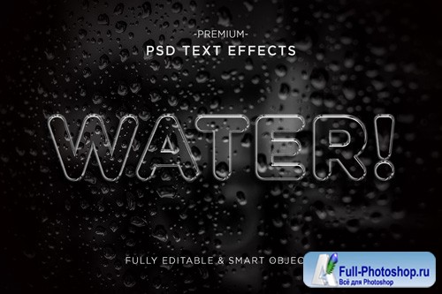 3d water style text effect template premium psd