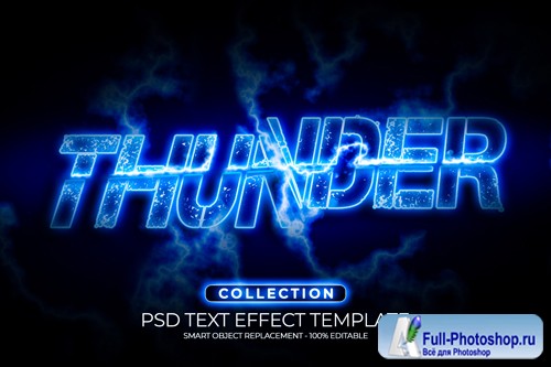 Thunder slice text effect custom design template Premium Psd