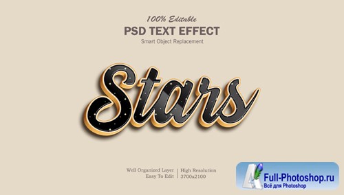 Stars stylish psd text effect editable Premium Psd