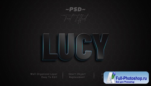 Lucy black and blue gradient shining stroke editable text effect Premium Psd