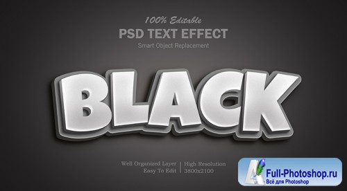 Editable black color photoshop 3d text effect Premium Psd