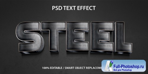 Editable text effect 3d steel premium Premium Psd