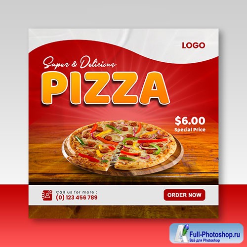 Pizza menu banner design premium psd