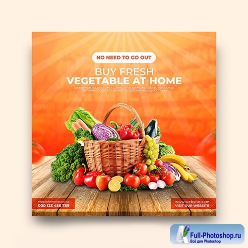 Online vegetable and grocery delivery promotion banner instagram social media post template psd