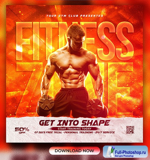 Gym fitness banner template premium psd