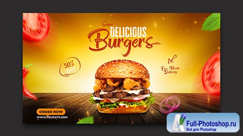 Burger and fast food menu webbanner social media post template psd