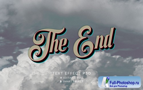 3d text effect the end old movie design