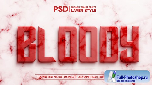 3d red blood marble granite realistic layer editable layer style smart object text effect Premium Psd