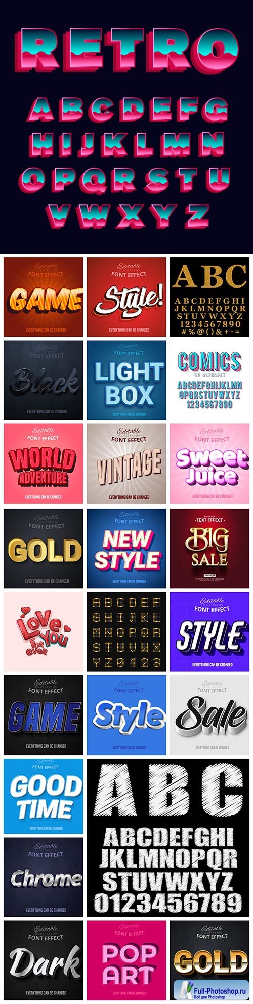 25 editable vector 3d text effects