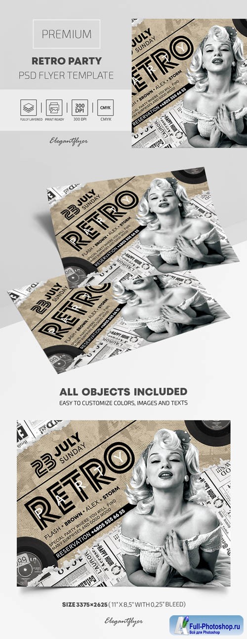 Retro Party Premium PSD Flyer Template