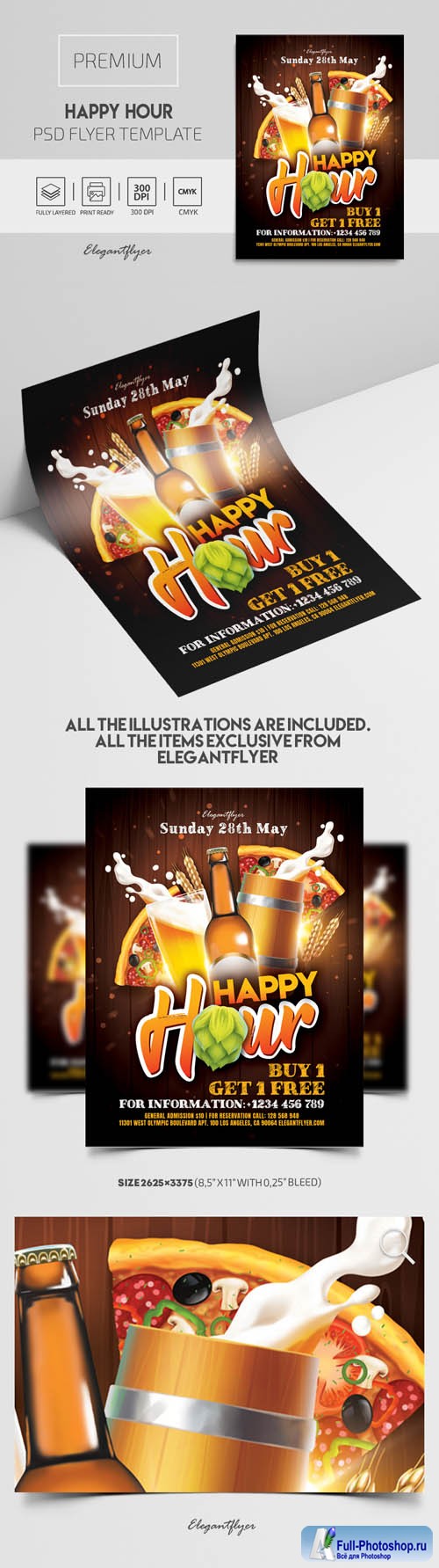 Happy Hour Flyer PSD Template