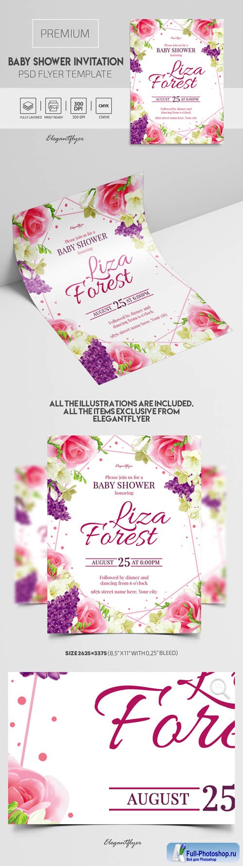 Baby Shower Invitation Premium PSD Invitation Template