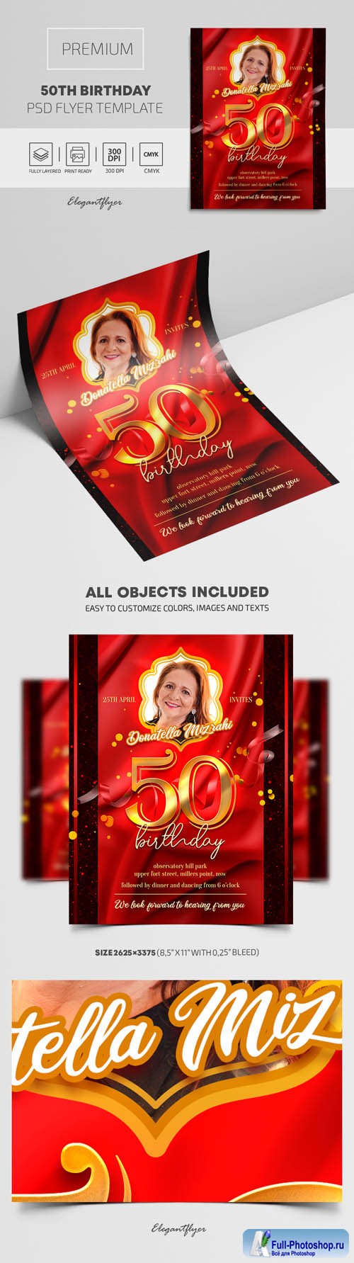 50th Birthday Premium PSD Flyer Template