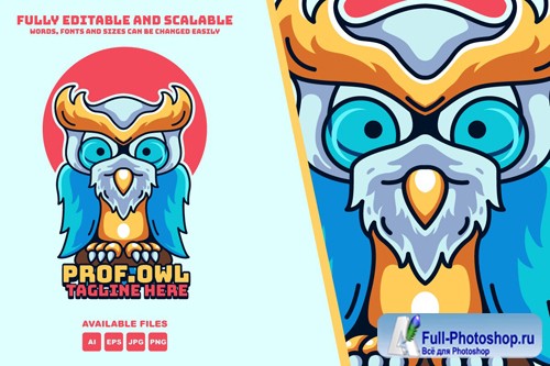 Owl Prof Logo illustration mascots modern style design templates