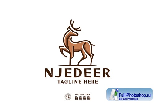 DEER LINE ART LOGO TEMPLATES