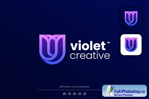 Violet Line Art Gradient Logo