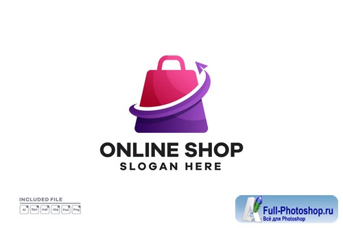 Elements online shop gradient logo design