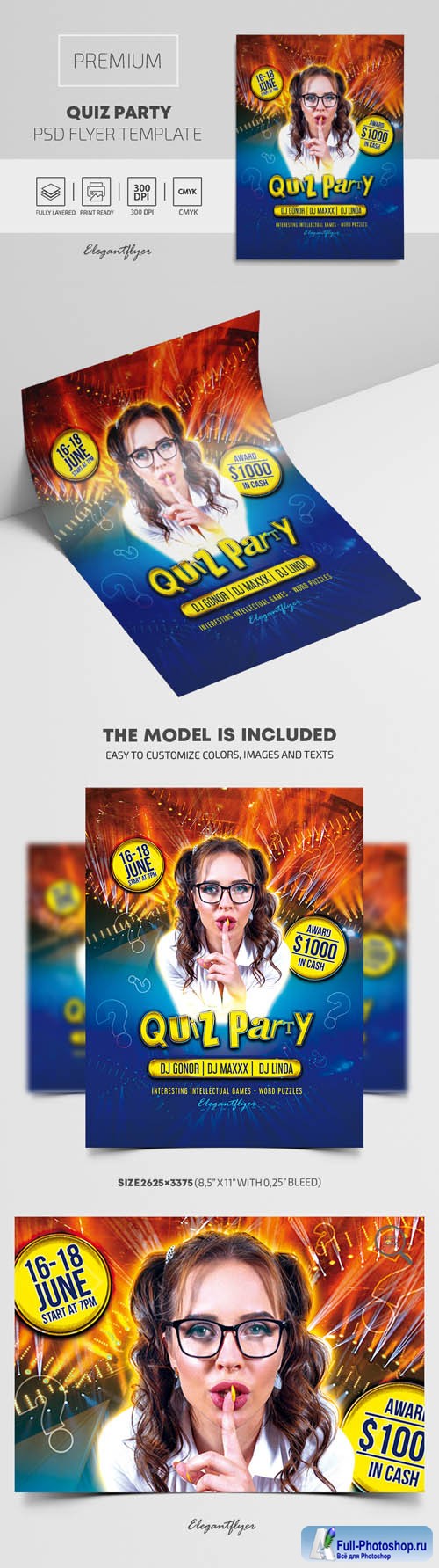 Quiz Party Premium PSD Flyer Template