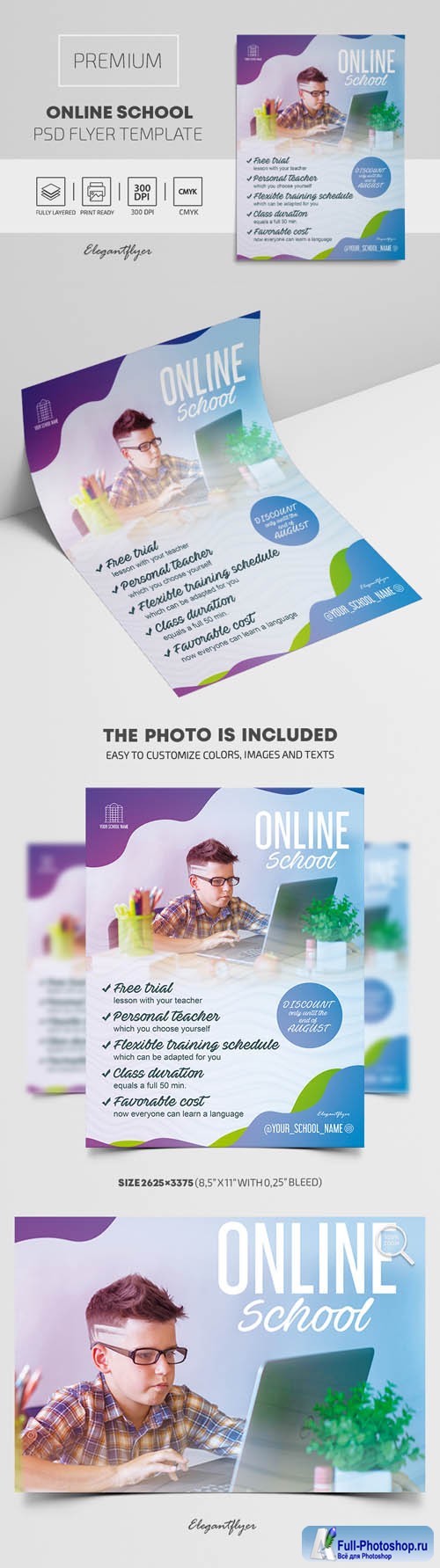 Online School Premium PSD Flyer Template