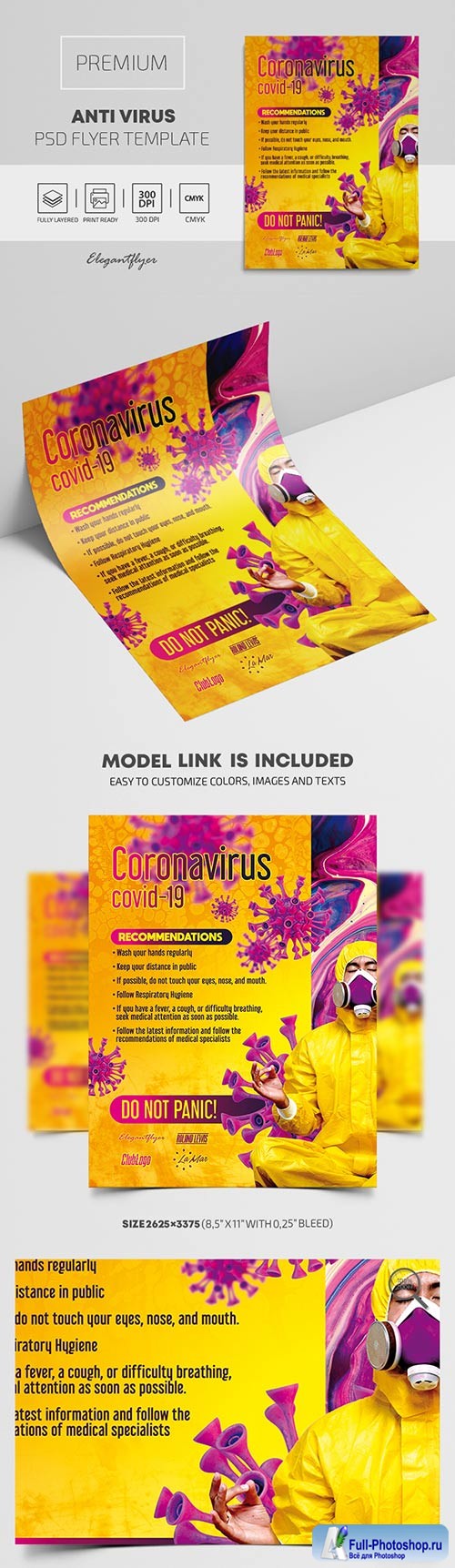 Coronavirus Recommendations Premium PSD Flyer Template